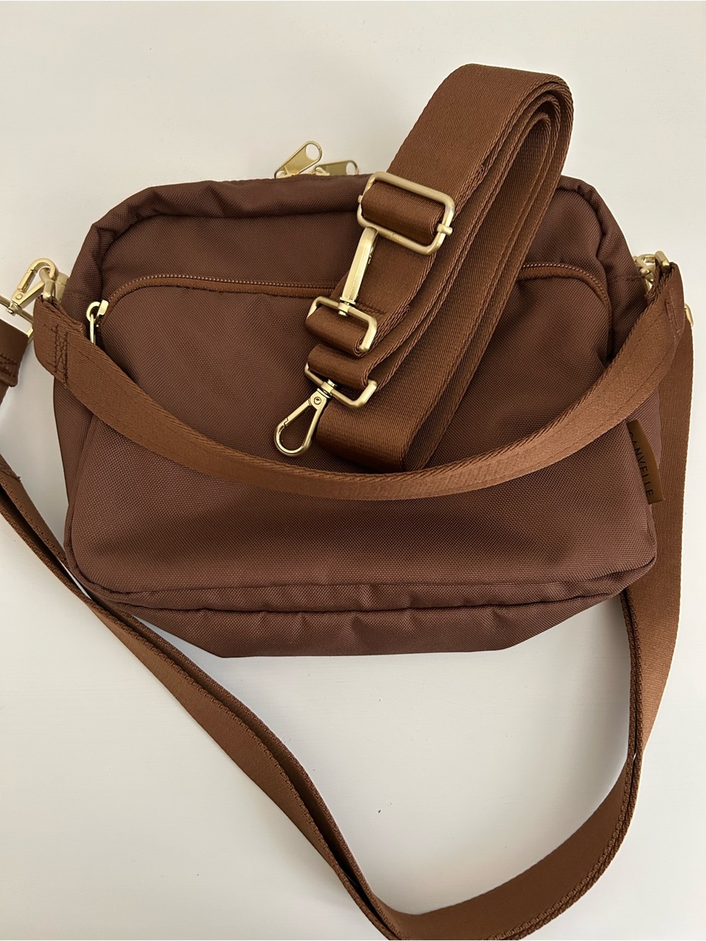 Canvelle Large City Crossbody Bag Brown with 3 straps